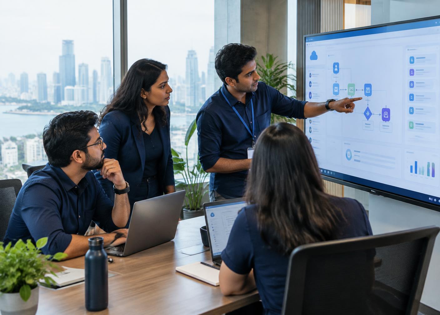 Novabiz consultants reviewing a Salesforce workflow together